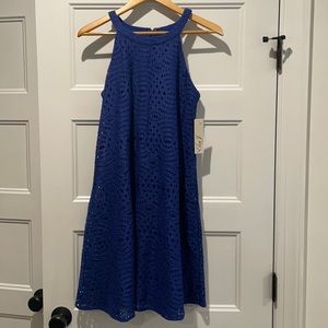 Beautiful Blue Eliza J Modern Eyelet Dress, NWT, Size 4